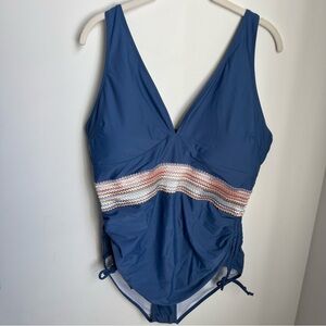Blooming Jelly Size XL Tummy Control Swimsuit One Piece Navy Blue Modest NWOT